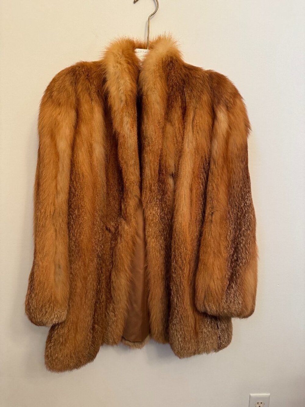 Vintage Christian Dior Red Fox Fur 3/4 Coat, Genuine Luxury Plush Fur Jacket
